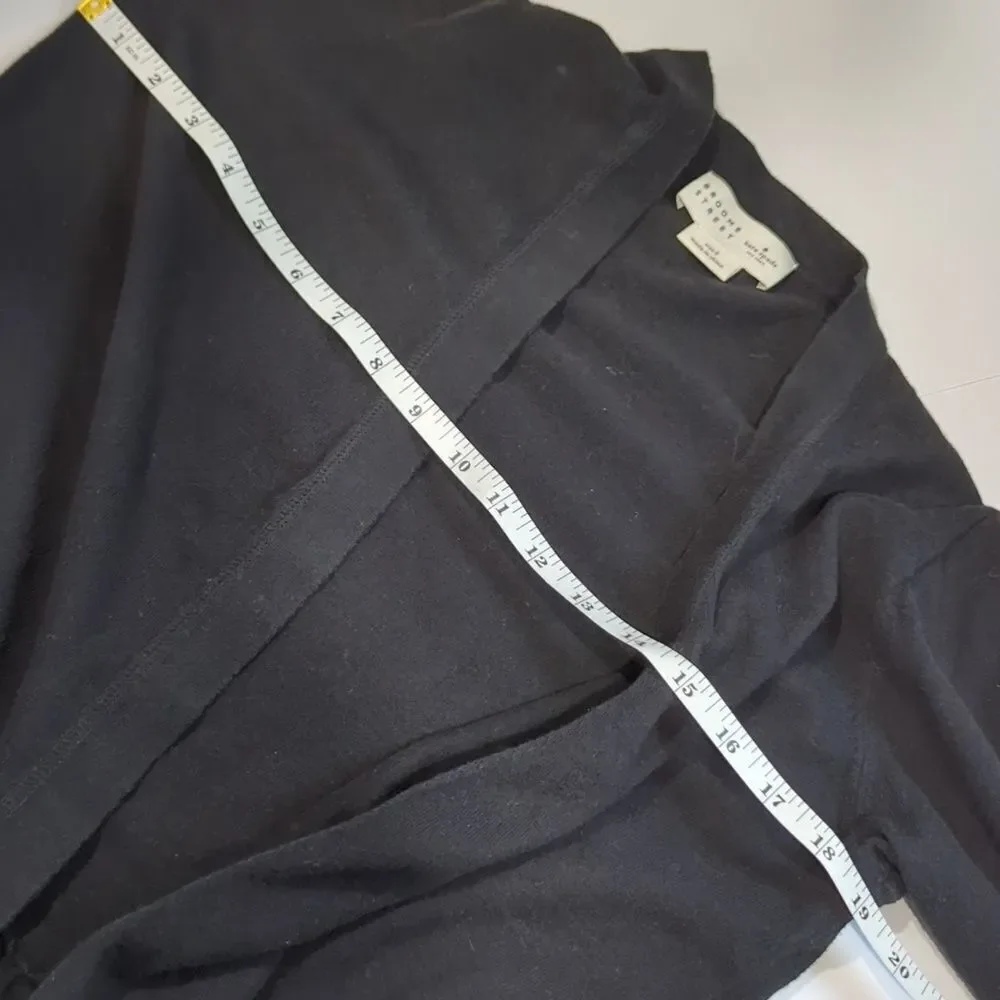 Kate Spade Sweater Womens Small Black‎ Open Front Cardigan
